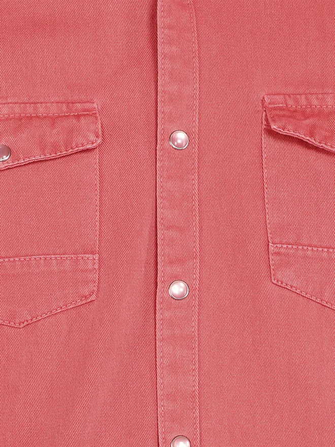 KUONS AVENUE KUONS AVENUE Men Pink Double Pockets Denim Shirt